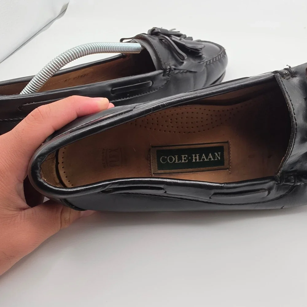 Cole Haan Tassel Kiltie Loafers Mens 10.5 Black Leather Memory Flex K9 03521